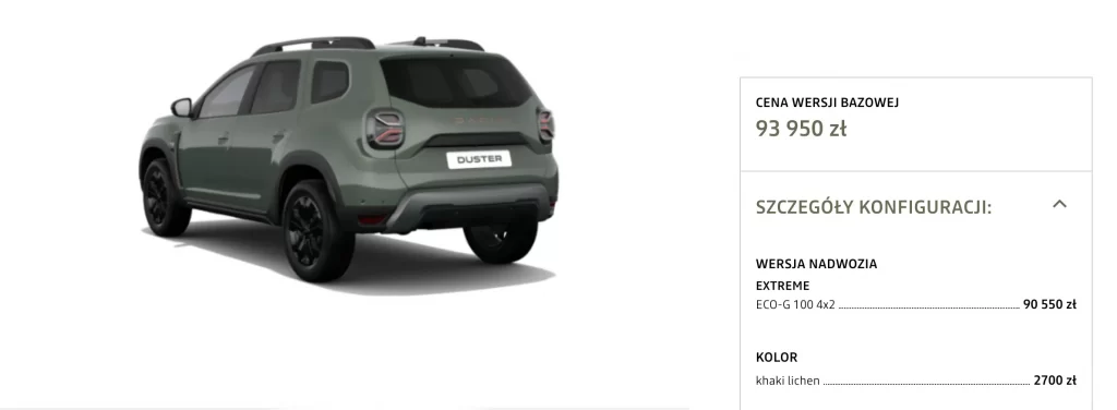 Duster SL EXTREME 2023 cena