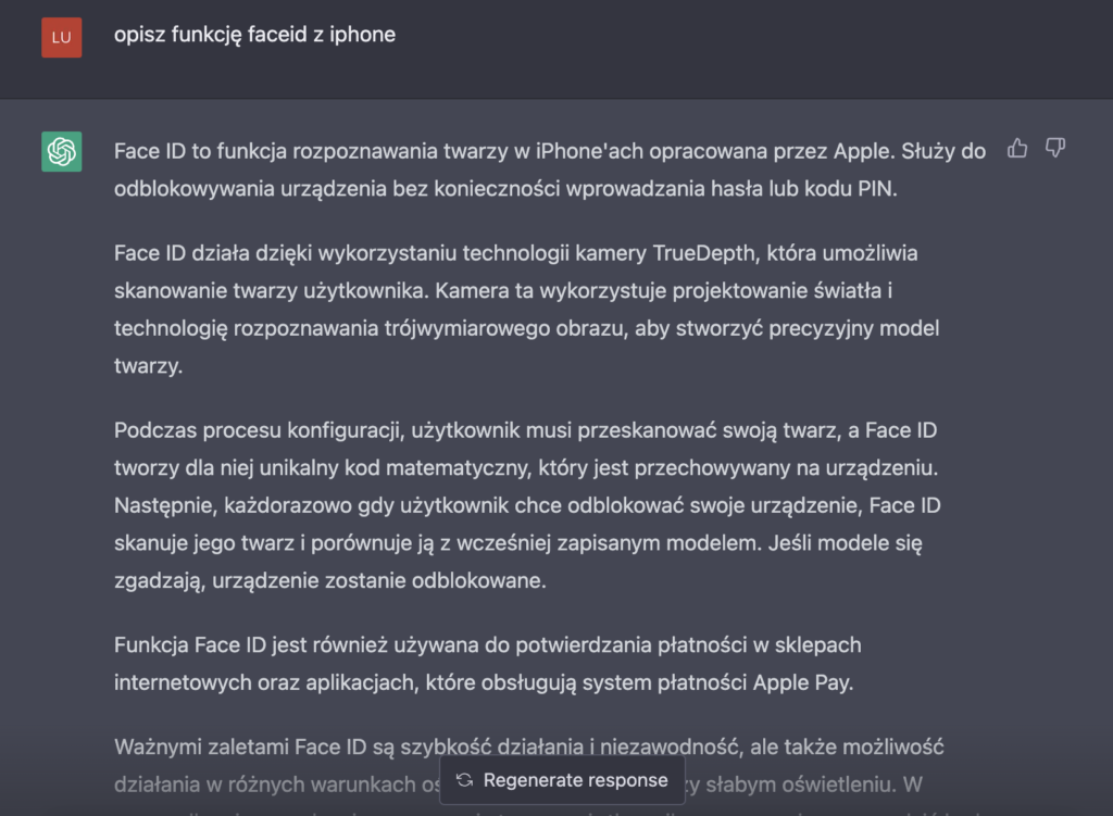 chatgpt odpowiada po polsku