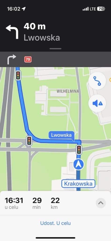 sygnalizacja świetlna nowe mapy apple